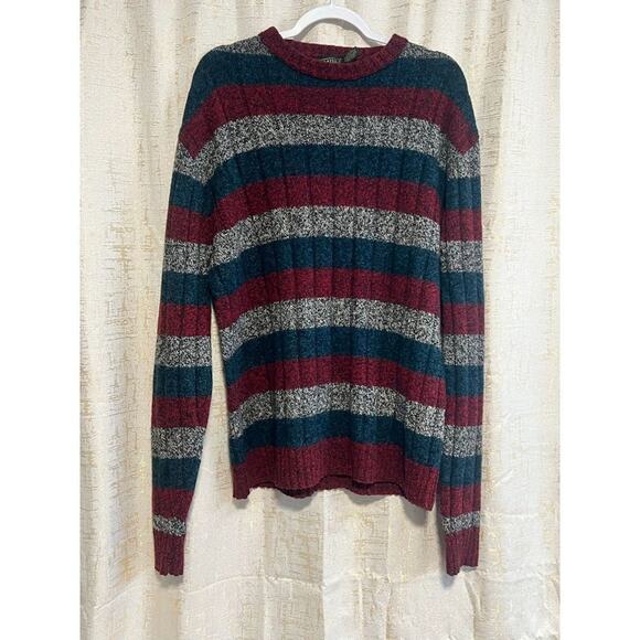 2XL X Tall Stratum Sweater Men's Vintage Wool Marbled Stripe Crew Neck Sweater - Picture 2 of 3